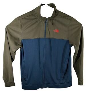 The North Face Track Jacket Mens Large Green Navy Blue Full Zip